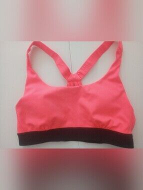 Pink Racerback Sports Bra with Black Band